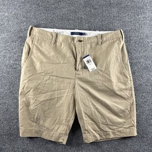 Polo Ralph Lauren Shorts Women 14 Khaki Beige Chino Flat Front Zip Fly Preppy